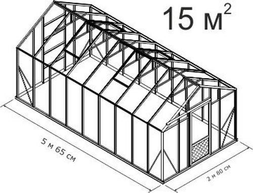 Теплица botanik standard под стекло, 2,8х5,6 м